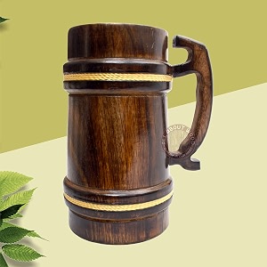 hand-crafted wooden drinking beer mug for home-barcafpubsparty 8 inch 850 ml mangowood