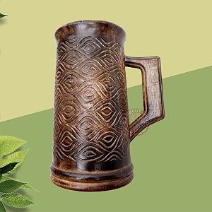 wooden drinking beer mug for home-barcafpubsparty 6 inch 500 ml mango-wood