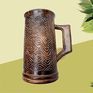 hand-crafted wooden drinking beer mug for home-barcafpubsparty 6 inches 500 ml mango-wood