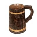 Wooden Drinking Beer Mug for Home-Bar/Café/Pubs/Party (6 Inch, 500 mL, Mango-Wood)