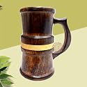Hand-Crafted Wooden Drinking Beer Mug for Home-Bar/Café/Pubs/Party (8Inch, 850 mL, Mango-Wood)