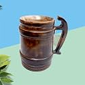 Hand-Crafted Wooden Drinking Beer Mug for Home-Bar/Café/Pubs/Party (6Inch, 500 mL, Mango-Wood)