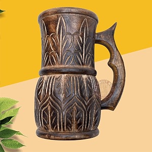 wooden drinking beer mug for home-barcafpubsparty 6 inch 500 ml mango-wood