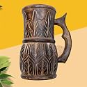 Wooden Drinking Beer Mug for Home-Bar/Café/Pubs/Party (6 Inch, 500 mL, Mango-Wood)