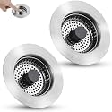 All Metal Sink Drain Strainer for Kitchen Sink, 2PACK Universal Fit