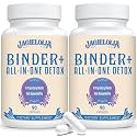 All-in-One Detox Binder Supplement 1500 MG - High Bioavailability, Liver Gut Detox Cleanse with Activated Charcoal, Zeolite &amp; Bentonite Clay for Toxins, Liver, Digestive, 180 Vegan Capsules