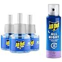 All Out Ultra Power+ Fan (3 Refills Pack) & All Night Mosquito and Fly Spray, 30ml Combo