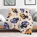 All Saints' Day Printed Blanket Super Soft Flannel Fleece Cozy Blankets for Bed,Sofa,Couch,Gifts for Women Men,Camping and Travel Warm Fuzzy Blanket for All Season (Cat, 60"x80")