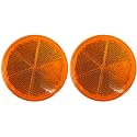 All Star Truck Parts Class A 3" Round Reflector Strong Stick-on - RED/Amber for Trailers, Trucks, Automobiles, Mail Boxes, Boats, SUV's, RV's, Industrial Applications (2X Amber)
