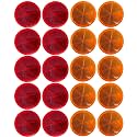 All Star Truck Parts Class A 3" Round Reflector Strong Stick-on - RED/AMBER for Trailers, Trucks, Automobiles, Mail Boxes, Boats, SUV's, RV's, Industrial Applications (10x Red + 10x Amber)