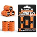 ALL-TOP Tire Valve Stem Caps (5 Pack) Aluminum Tyre Air Valve Cover Corrosion Resistant Universal for Vehicle Truck Motorcycle Car Bike, Orange