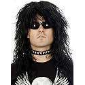 ALLAURA 80's Black Glam Rock God Mens Rocker Costume Wig - Heavy Metal Big Hair Band Rock Star Costumes