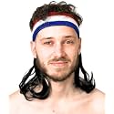 ALLAURA Compatible with 80s Mullet Costume – Black Mullet Wig with Headband for Men – One Size Fits Most – Retro Rocker Hair for Halloween, Parties, Funny Outfits, 1980s Mullet Wig, or Athlete Look