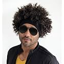 ALLAURA Modern Black Afro Wig - Patrick Mahomes Wig + Sweatband 100% Realistic Curly Black Wig for Men Women Fits All Non-itch Football Cosplay