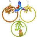 3 PCS Bird Parrot Toys, 2 Size Bird Swing Toys Cotton Rope Ring, Bird Parrot Perches for Cage, Bird Stand Soft Ring for Love Birds (Big)
