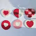 Allazone Punch Needle Kits, Punch Needle Coasters Kit, Punch Embroidery Kit with Felt Yarns Hoop Tools for DIY Coaster Crafts (Heart-Shaped)
