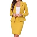 Allegra K Women 2 Piece Skirt Set Suit Business Blazer and Pencil Skirt