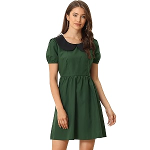 Allegra K Womens Contrast Peter Pan Collar