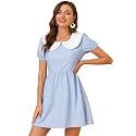 Allegra K Women39s Contrast Peter Pan Collar