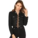 Allegra K Women's Faux Suede Jacket Button Down Collar Crop Outerwear