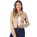 Allegra K Women's Faux Suede Jacket Button Down Collar Crop Outerwear