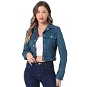 Allegra K Women's Faux Suede Jacket Button Down Collar Crop Outerwear