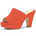 Allegra K Women's Open Toe Platform Chunky Heel Slides Sandals