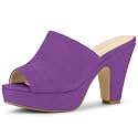 Allegra K Women's Open Toe Platform Chunky Heel Slides Sandals