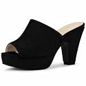 Allegra K Women's Open Toe Platform Chunky Heel Slides Sandals
