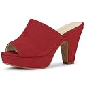 Allegra K Women's Open Toe Platform Chunky Heel Slides Sandals