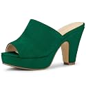 Allegra K Women's Open Toe Platform Chunky Heel Slides Sandals
