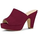 Allegra K Women's Open Toe Platform Chunky Heel Slides Sandals
