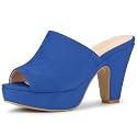 Allegra K Women's Open Toe Platform Chunky Heel Slides Sandals