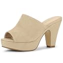 Allegra K Women's Open Toe Platform Chunky Heel Slides Sandals