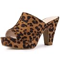 Allegra K Women's Open Toe Platform Chunky Heel Slides Sandals