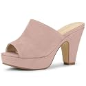 Allegra K Women's Open Toe Platform Chunky Heel Slides Sandals