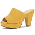 Allegra K Women's Open Toe Platform Chunky Heel Slides Sandals