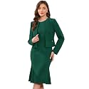 Allegra K Women's Suit Dress Set Cropped Blazer Sleeveless Mermaid Dress