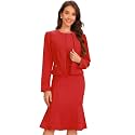 Allegra K Women's Suit Dress Set Cropped Blazer Sleeveless Mermaid Dress