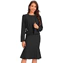 Allegra K Women's Suit Dress Set Cropped Blazer Sleeveless Mermaid Dress