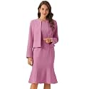 Allegra K Women's Suit Dress Set Cropped Blazer Sleeveless Mermaid Dress