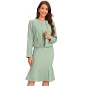 Allegra K Women's Suit Dress Set Cropped Blazer Sleeveless Mermaid Dress
