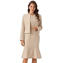 Allegra K Women's Suit Dress Set Cropped Blazer Sleeveless Mermaid Dress