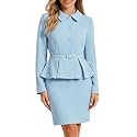 Allegra K Women Business Peplum Blazer Jacket Mini Pencil Skirt Sets