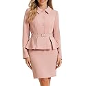 Allegra K Women Business Peplum Blazer Jacket Mini Pencil Skirt Sets