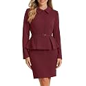 Allegra K Women Business Peplum Blazer Jacket Mini Pencil Skirt Sets