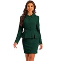 Allegra K Women Business Peplum Blazer Jacket Mini Pencil Skirt Sets