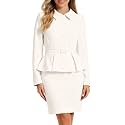 Allegra K Women Business Peplum Blazer Jacket Mini Pencil Skirt Sets