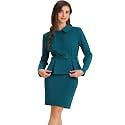 Allegra K Women Business Peplum Blazer Jacket Mini Pencil Skirt Sets