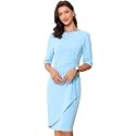 Allegra K Women Ruched Short Sleeve Bodycon Knee Length Sheath Work Dress